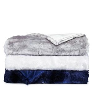 COPY - Hudson Park Lynx 50″ x 70″ Faux Fur Throw White $280 Grey